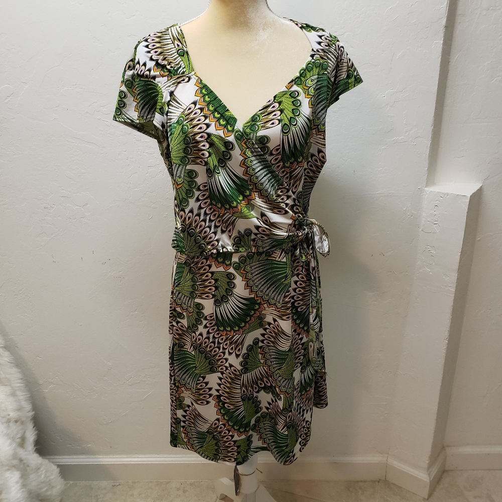 Avatar brand peacock wrap dress.